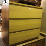 MALM OAK THREE DRAWER CHEST W80CM X D48CM H78CM