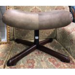 BROWN LEATHER CROSS STRETCHER FOOT STOOL