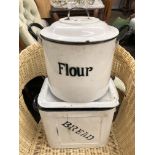 VINTAGE ENAMEL FLOUR AND BREAD BINS