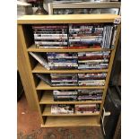 LIGHT OAK BOOKCASE OF DVDS