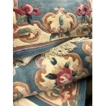 TWO BLUE FLORAL CHINESE CARPET RUNNERS