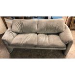 CASSINA MUSHROOM AND BLACK VELOUR THREE SEATER AND TWO SEATER SOFAS W230 X H75CM X D80CM MARALUNGA