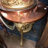 COPPER TOPPED GILT PAINTED CAST IRON BASE PUBLIC HOUSE TABLE 60CM D