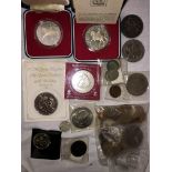 BAG OF VARIOUS GB COINS INCLUDING ROYAL COMMEMORATIVE CROWNS,