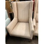 19TH CENTURY TALL SQUARE WING BACKED ARMCHAIR