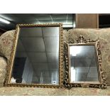 GILT ACANTHUS FRAMED MIRROR 60CM X 45CM AND SMALLER SIMILAR FRAMED MIRROR 33CM X 23CM