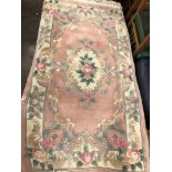 CHINESE PINK FLORAL WASH WOOLEN RUG