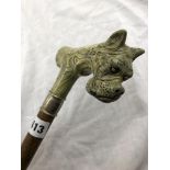 WALKING CANE WITH A TERRIER DOGS HEAD POMMEL 90CM