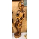 FRUITWOOD TRIBAL FIGURE A/F 72CM H