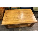 CONTEMPORARY MEDIUM OAK TWO DRAWER COFFEE TABLE 120CM W X 75CM D X 45CM H