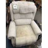 BEIGE AND BROWN FLECKED ELECTRIC TILTING ARMCHAIR