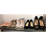 TWO SHEVES OF LADIES HIGH HEELED SHOES SIZE MAINLY 7,