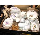 REGENCY BONE CHINA TEA SERVICE, TWO DECORATIVE SHELLS, COASTERS,