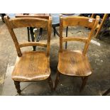 PAIR OF 19TH CENTURY BEECH AND ELM BAR BACK KITCHEN CHAIRS