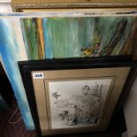 SELECTION OF PICTURES CONSISTING OF OIL ON CANVASES AND INK ILLUSTRATIONS OF MAINLY SEASCAPES