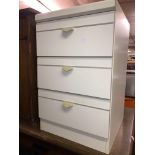 PAIR OF WHITE AND GREY THREE DRAWER CHESTS