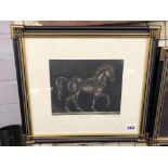 AQUATINT ETCHING ENTITLED 'GILDED HORSE' 27/200 BY COLETTE BAKER F/G 32CM X 28CM APPROX