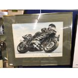 LIMITED EDITION SIGNED PRINT TREVOR NATION AND THE ROTARY NORTON MOTORCYCLE,
