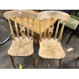 PAIR OF BEECH AND ELM PIERCED HEART CENTRAL SPLAT KITCHEN CHAIRS