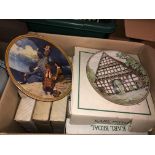 BOX OF LIMITED EDITION PLATES NORMAN ROCKWELL SERIES AND GERMAN KARL BEDAL PLATES