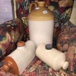 TWO STONEWARE HOT WATER BOTTLES AND NO.