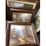 SIX ASSORTED OILS ON CANVAS OF MAINLY COTTAGE SCENES,