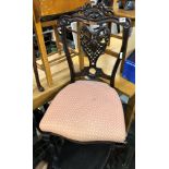 EDWARDIAN CARVED MAHOGANY NURSING CHAIR A/F