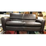 GOOD QUALITY BROWN LEATHER TWO SEATER SOFA BED