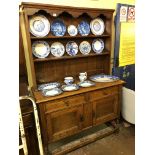 OAK BARLEY TWIST DRESSER/PLATE RACK 122CM W X 48CM D X 188CM H