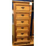 COLONIAL PINE SIX DRAWER TALL CHEST 60CM W X 48CM D X 143CM H