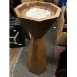 MEDIUM OAK OCTAGONAL CHURCH STAND 76CM H X 25CM D