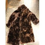 VINTAGE BROWN 3/4 LENGTH FAUX FUR COAT