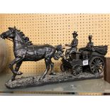 CROSA RESIN HORSE AND CARRIAGE FIGURE GROUP A/F 40CM W X 24CM H