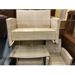 WHITE RATTAN GARDEN TWO SEATER SOFA,