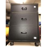 BLACK MOBILE THREE DRAWER CHEST