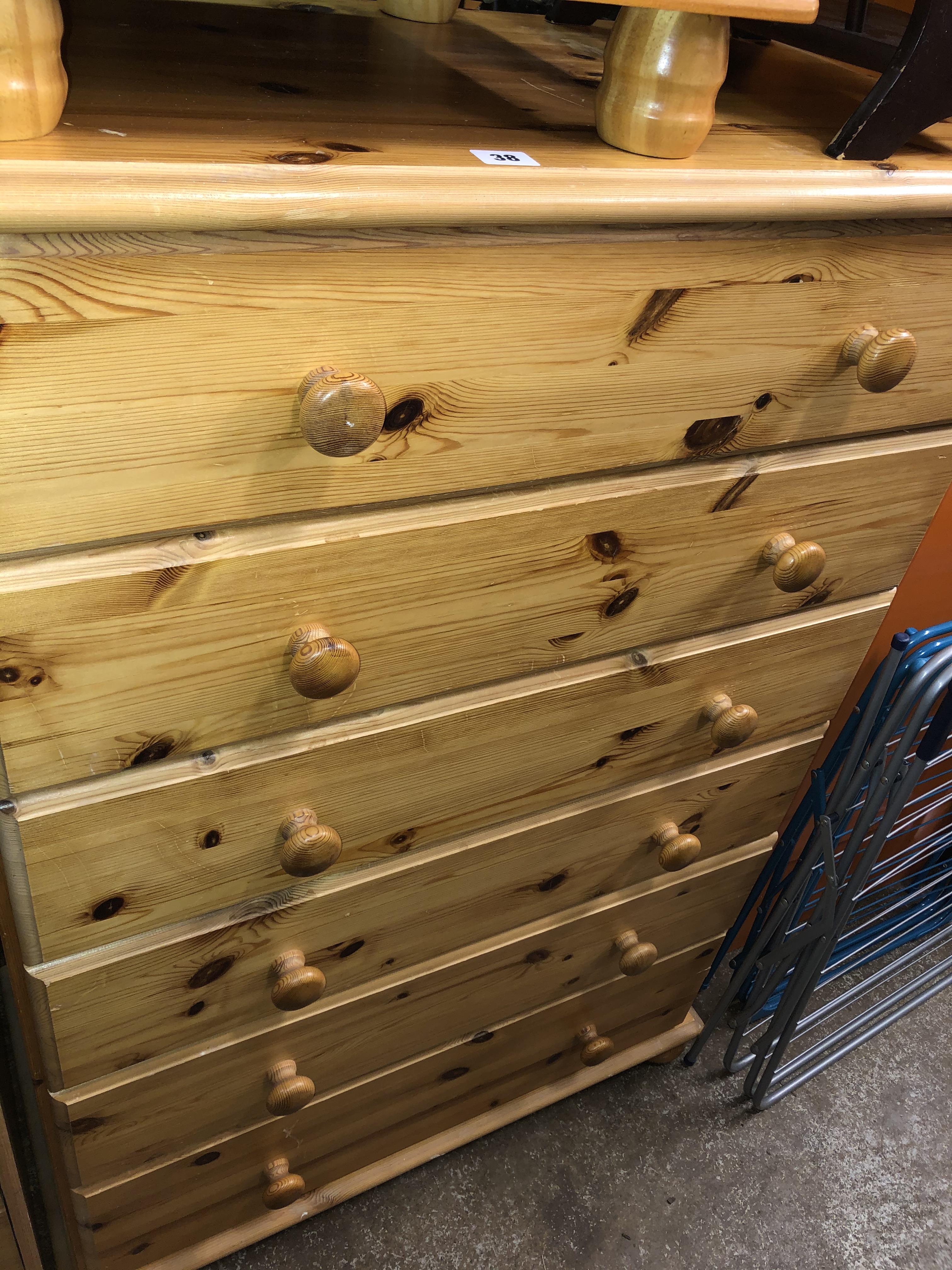 PINE SIX DRAWER CHEST 82CM W X 43CM D X 118CM H