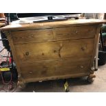 EASTERN EUROPEAN PINE TWO OVER TWO DRAWER CHEST ON BUN FEET 100CM W X 53CM D X 77CM H