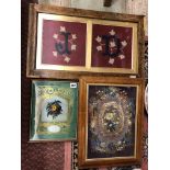 19TH CENTURY NEEDLEWORK FLORAL EMBROIDERED PANEL IN MAPLE FRAME,