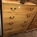 PINE EFFECT FIVE DRAWER CHEST 72CM W X 40CM D X 100CM H