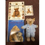 STEIFF COLLECTORS BEAR IN BLUE AND WHITE CHECKED PYJAMAS NO.