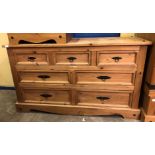 COLONIAL PINE THREE OVER FOUR DRAWER CHEST 144CM W X 51CM D X 83CM H