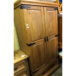 COLONIAL PINE DOUBLE PANEL DOOR WARDROBE 88CM W X 61CM D X 186CM H