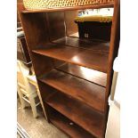 THREE STAINED PINE OPEN BOOKSHELVES 83CM W X 28CM D X 154CM H