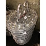 SEVERAL METALWARE COMMUNION WINE GLASS RACK BASKETS