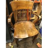 EARLY 20TH CENTURY BEECH DESK ARMCHAIR