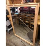 LARGE MOULDED PINE FRAMED MIRROR 103CM W X 134CM H