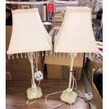 PAR OF CREAM METAL PAINTED TABLE LAMPS