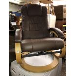 BROWN LEATHER STRESSLESS STYLE ARMCHAIR