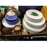 BOX CONTAINING LARGE ROYAL WORCESTER CAKE PLATE AND VARIOUS LIGNE HIOTTS CERAMICS