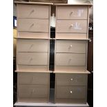 THREE PAIRS OF MAPLE EFFECT TWO DRAWER BEDSIDE CHESTS